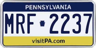 PA license plate MRF2237