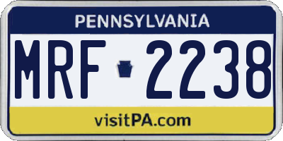 PA license plate MRF2238