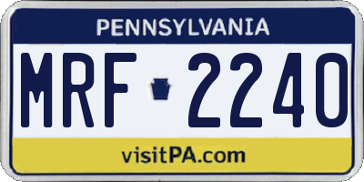 PA license plate MRF2240