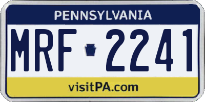 PA license plate MRF2241