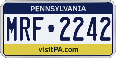 PA license plate MRF2242