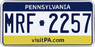 PA license plate MRF2257