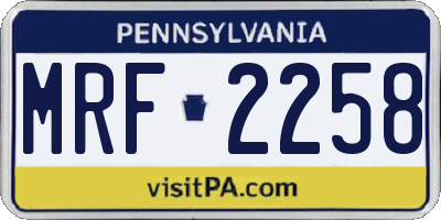 PA license plate MRF2258