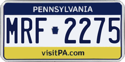 PA license plate MRF2275