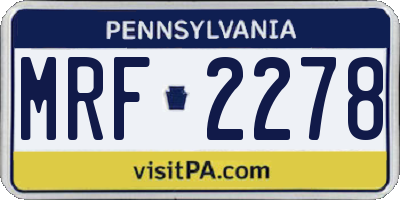 PA license plate MRF2278