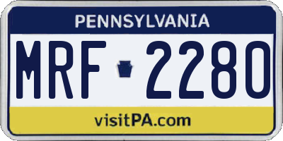 PA license plate MRF2280