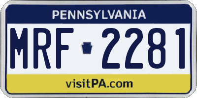 PA license plate MRF2281