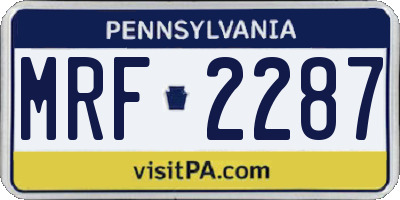 PA license plate MRF2287