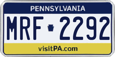 PA license plate MRF2292