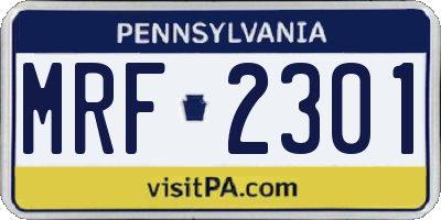 PA license plate MRF2301