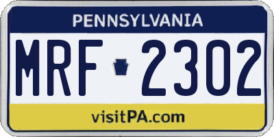 PA license plate MRF2302