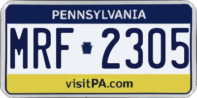 PA license plate MRF2305