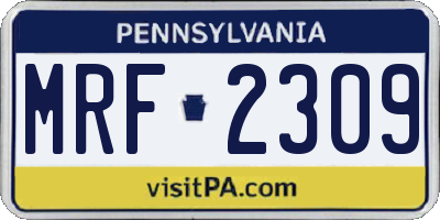 PA license plate MRF2309
