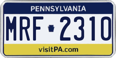 PA license plate MRF2310