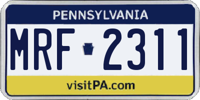 PA license plate MRF2311