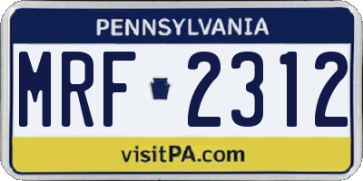PA license plate MRF2312