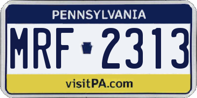 PA license plate MRF2313