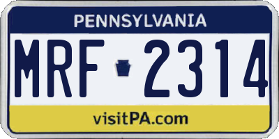 PA license plate MRF2314