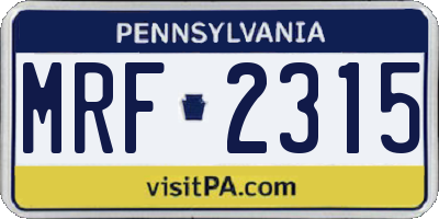 PA license plate MRF2315