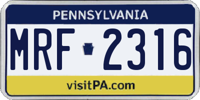 PA license plate MRF2316