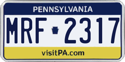 PA license plate MRF2317