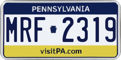 PA license plate MRF2319