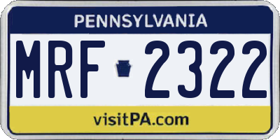 PA license plate MRF2322