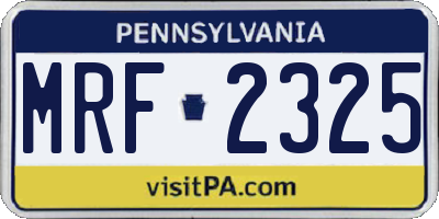 PA license plate MRF2325