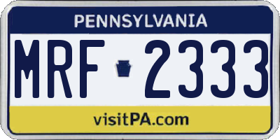 PA license plate MRF2333