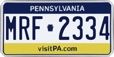 PA license plate MRF2334
