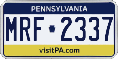 PA license plate MRF2337