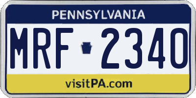 PA license plate MRF2340