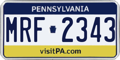 PA license plate MRF2343