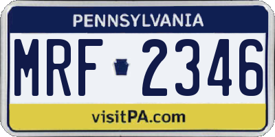 PA license plate MRF2346