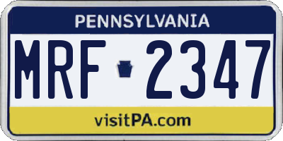 PA license plate MRF2347