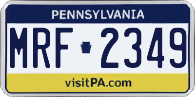 PA license plate MRF2349