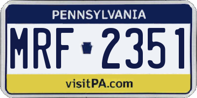 PA license plate MRF2351