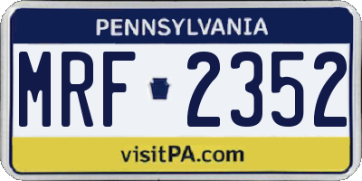 PA license plate MRF2352