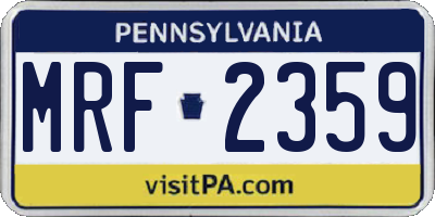 PA license plate MRF2359