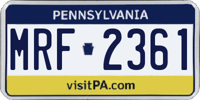 PA license plate MRF2361