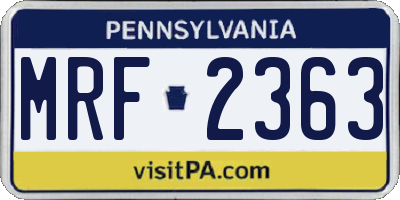 PA license plate MRF2363