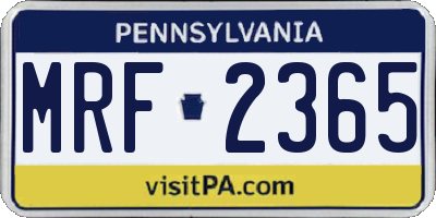 PA license plate MRF2365