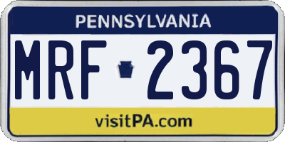PA license plate MRF2367