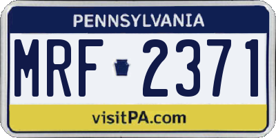PA license plate MRF2371