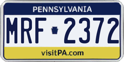 PA license plate MRF2372