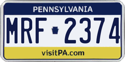 PA license plate MRF2374