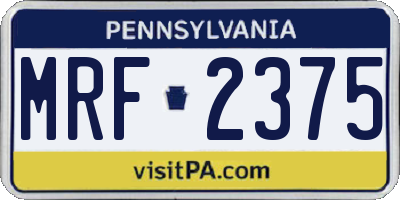 PA license plate MRF2375