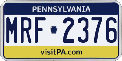 PA license plate MRF2376