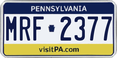 PA license plate MRF2377