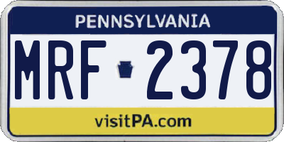 PA license plate MRF2378